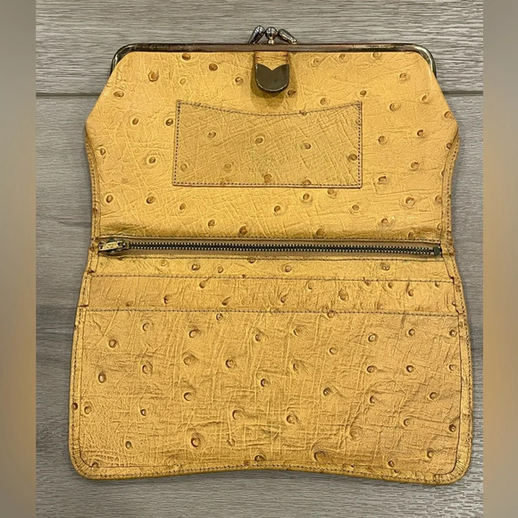 BOND STREET OSTRICH SKIN Coin Purse and Wallet. KISS LOCK. Vintage RARE - Picture 6 of 10